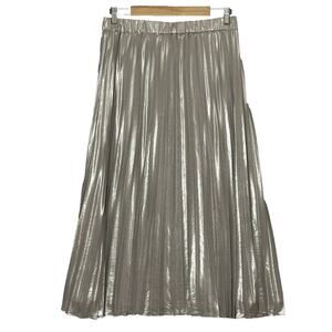White Label Company Womens Skirt 8 Silver Metallic Pleated Midi Whimsical Fairy